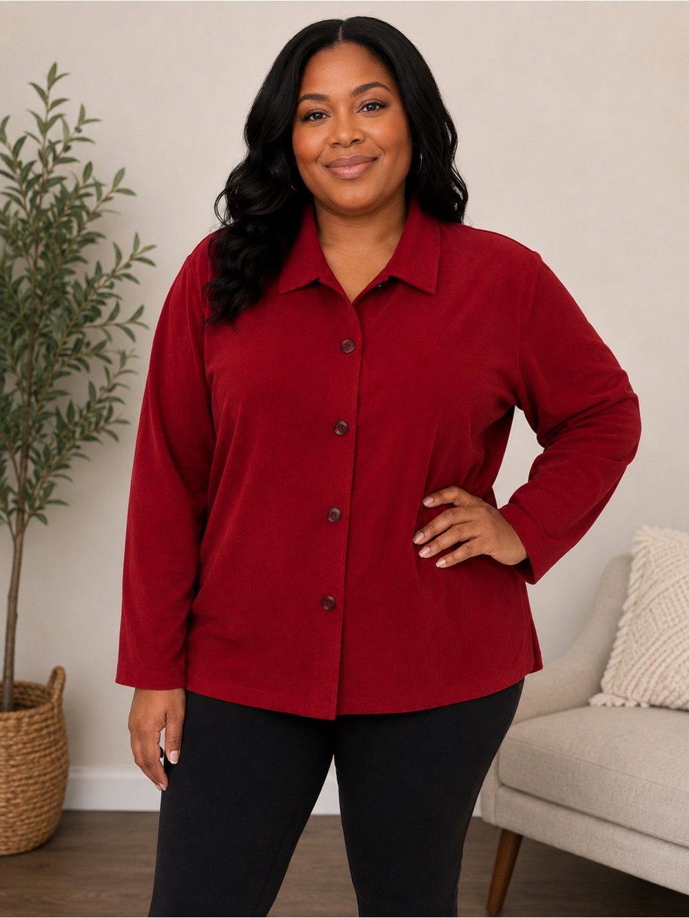 Briggs New York Stretch Shirt Jacket in Red
